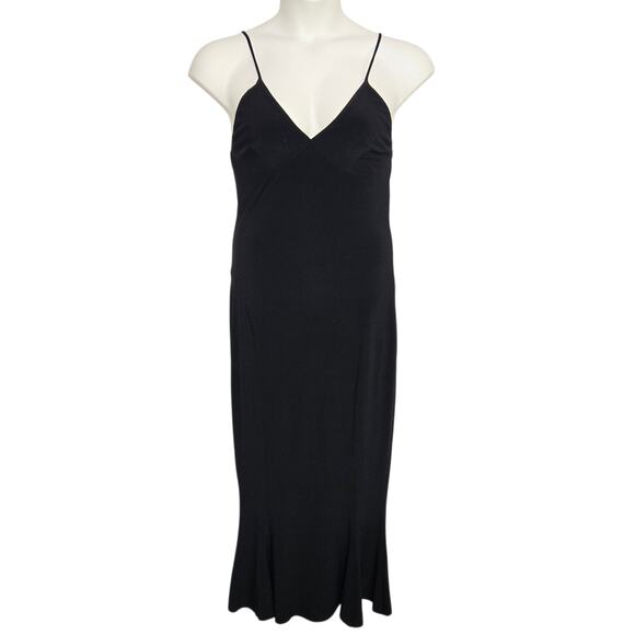 Norma Kamali Midi Dress Size Large 40 Black Spaghetti Strap Sleeveless Mermaid - Picture 1 of 7
